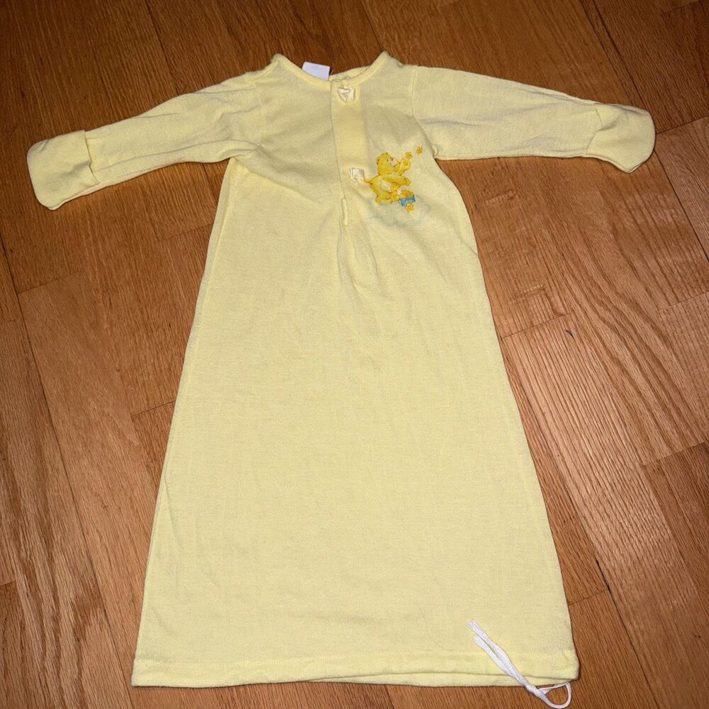 Vintage Care Bears Newborn Baby Sleeper Gown Yellow GUC Infant Unisex Kidcore